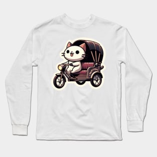 cat in a rickshaw Long Sleeve T-Shirt